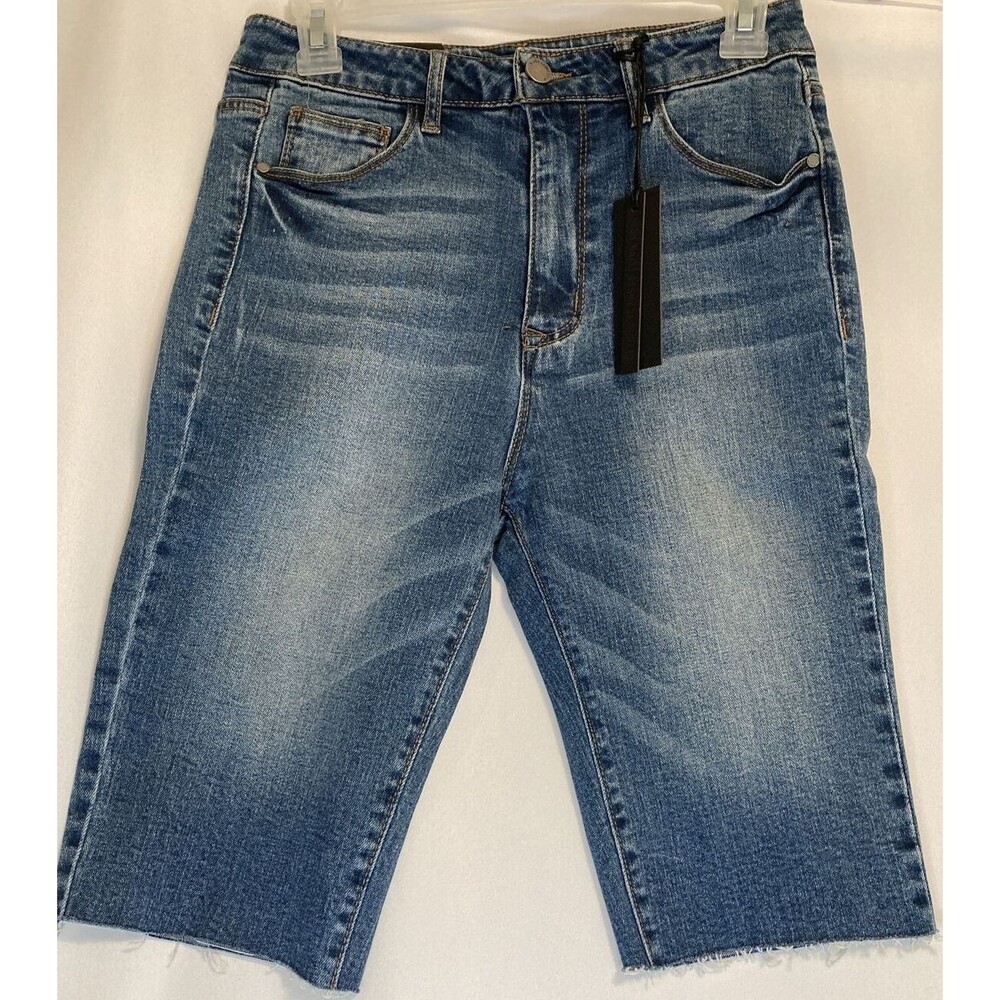 C'est Toi Women's Shorts Black Label Bermuda Denim Color Blue Size M